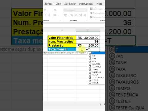 Como calcular a taxa de juros de financiamento e empréstimos no Excel #excel