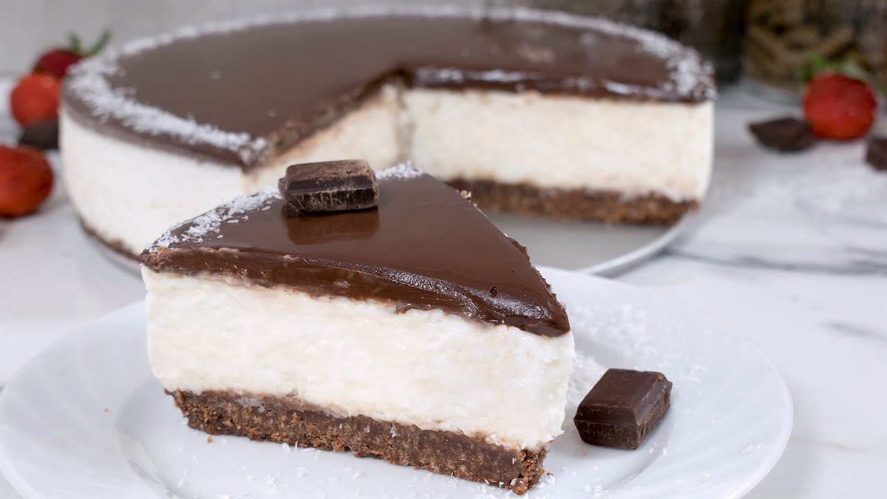 No bake BOUNTY Mousse Cake - Chocolate Coconut Mousse Cake