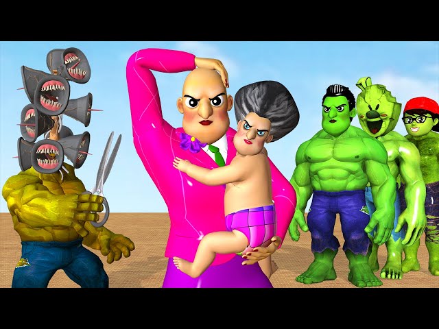 Siren Head Troll Cut Miss T's Hair Version Mods Hulk - Scary Teacher 3D with Green Ice Scream Man class=