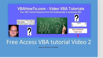 Free Access VBA tutorial Video 2 - How to declare variables