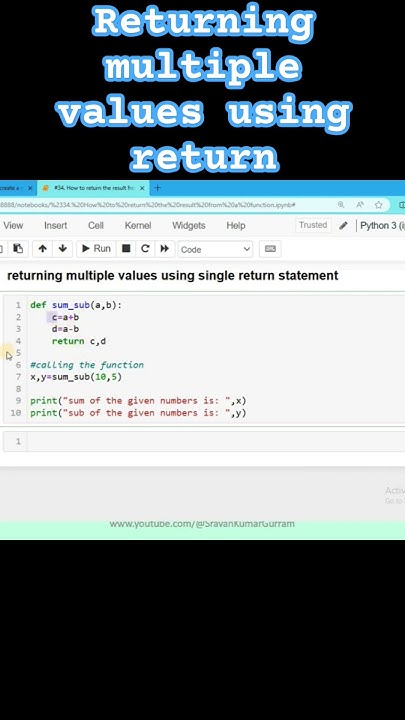 How to return multiple values using return in python? #python #coding ...