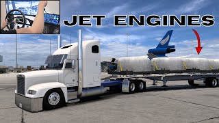 Hauling Aircraft Parts - (Custom Freightliner FLD) - Detroit Power - American Truck Simulator
