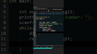 C program to find reverse of a number. #c #cpp #fyp #fypシ #shorts #cprogramming #reels #viral