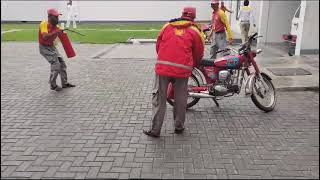 Safety drill in Case of a bike got fire in forecourt which refueling