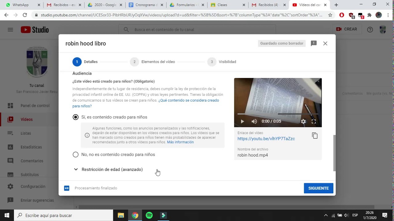 Como subir un video a youtube rápido 2018