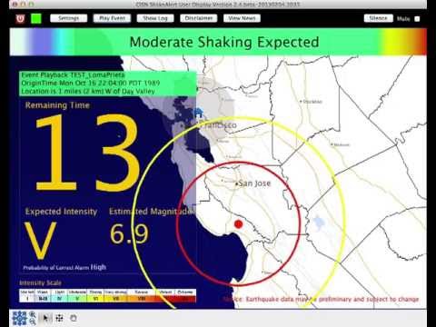 ShakeAlert: Earthquake early warning simulation for Loma Prieta