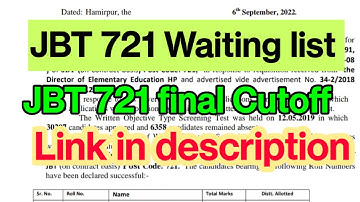 jbt 721 waiting list//jbt 721 final cut off//jbt 721 final result