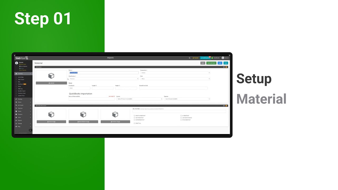 Setup Material QuickBooks YouTube