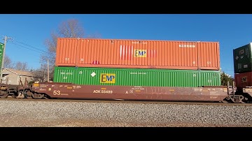 NS 265 Intermodal Taylors, SC w/3 BNSFs, #4004 Blue Mane and Interstate Heritage Unit trailing