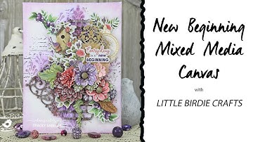Layered Mixed Media Canvas | Little Birdie Crafts | Shabby Chic Canvas