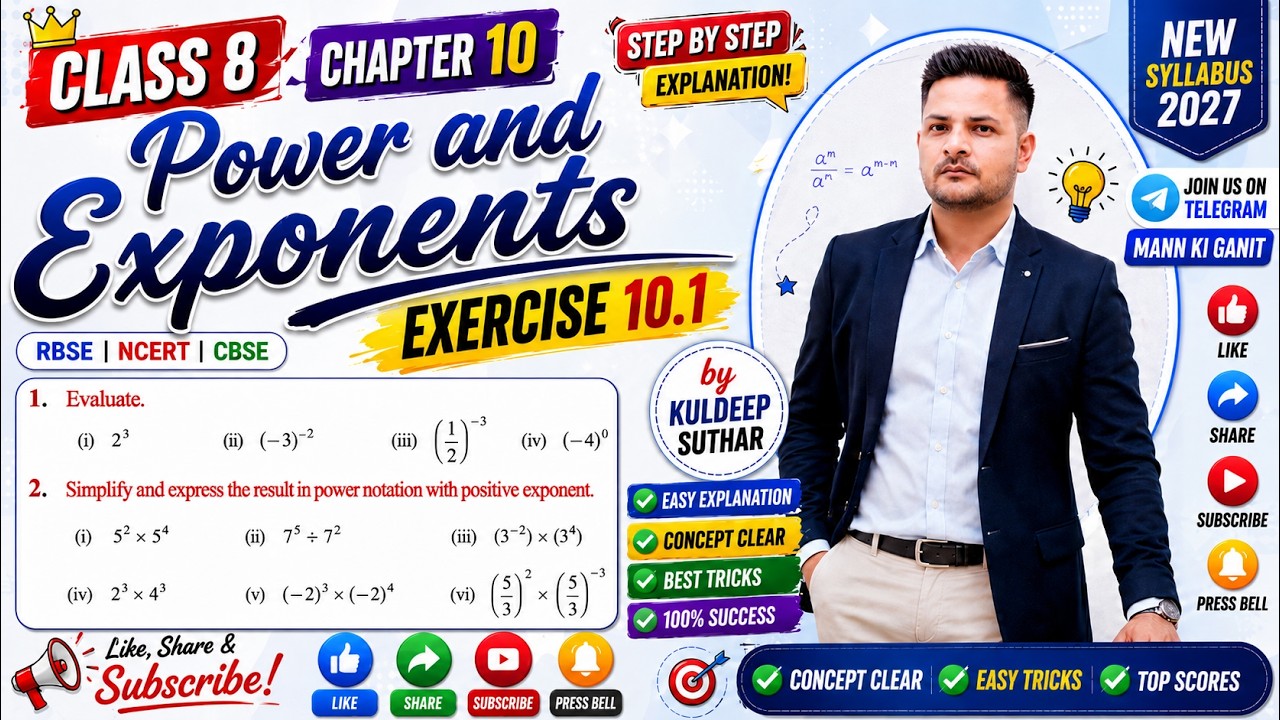 Exercise 10.1 | Chapter 10 Exponents and Powers | Class 8 Maths | New ...