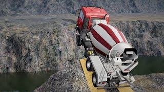 MAN TGS Concrete Mixer Truck Flipping Jump Crashes over The Lake screenshot 3