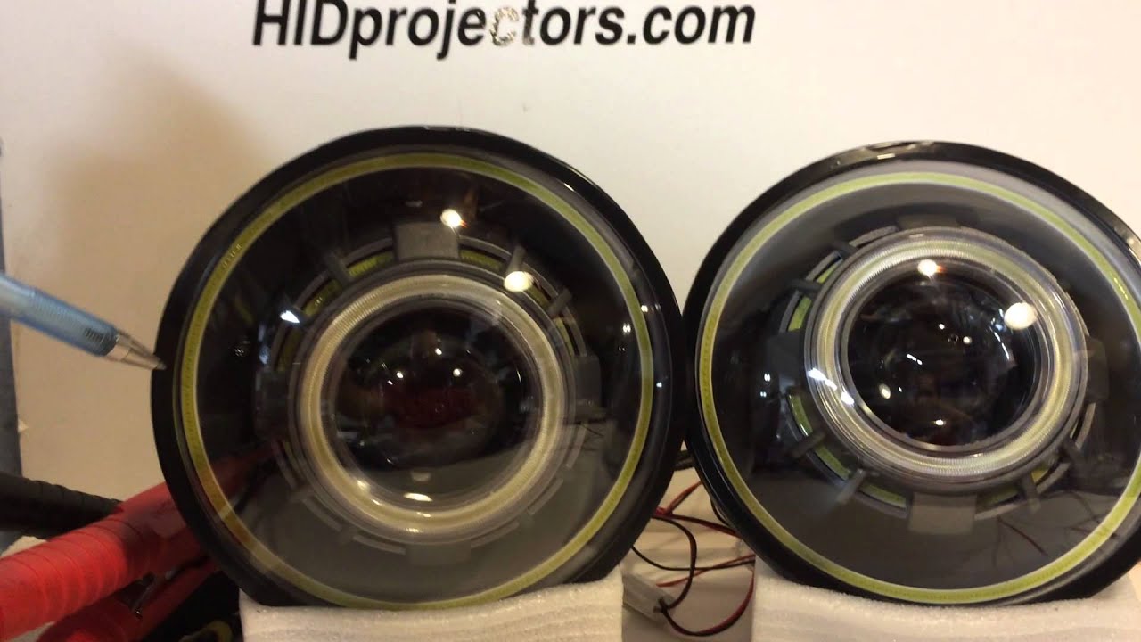 Jeep Wrangler JK TJ Projector Headlights HID Angel Eyes Halos Devil 7