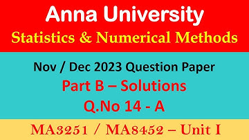Statistics & Numerical methods important questions ||Previous QP || MA3251 || Anna University