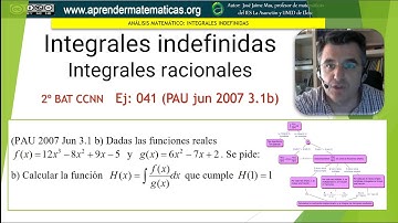 Integral racional. Raíces reales. CCNN2 041 PAU jun 2007 3.1b. José Jaime Mas