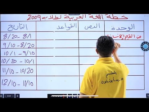 أقوى خطة لدراسة مادة اللغة العربية الفصل الأول لجيل 2009 المعلم زيد أبوزيتون