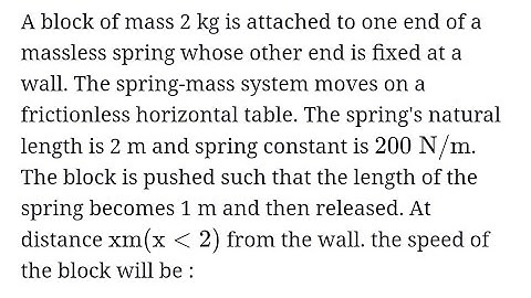 #jeemain2025 A block of mass 2 kg is attached to one end of a massless spring whose other end is