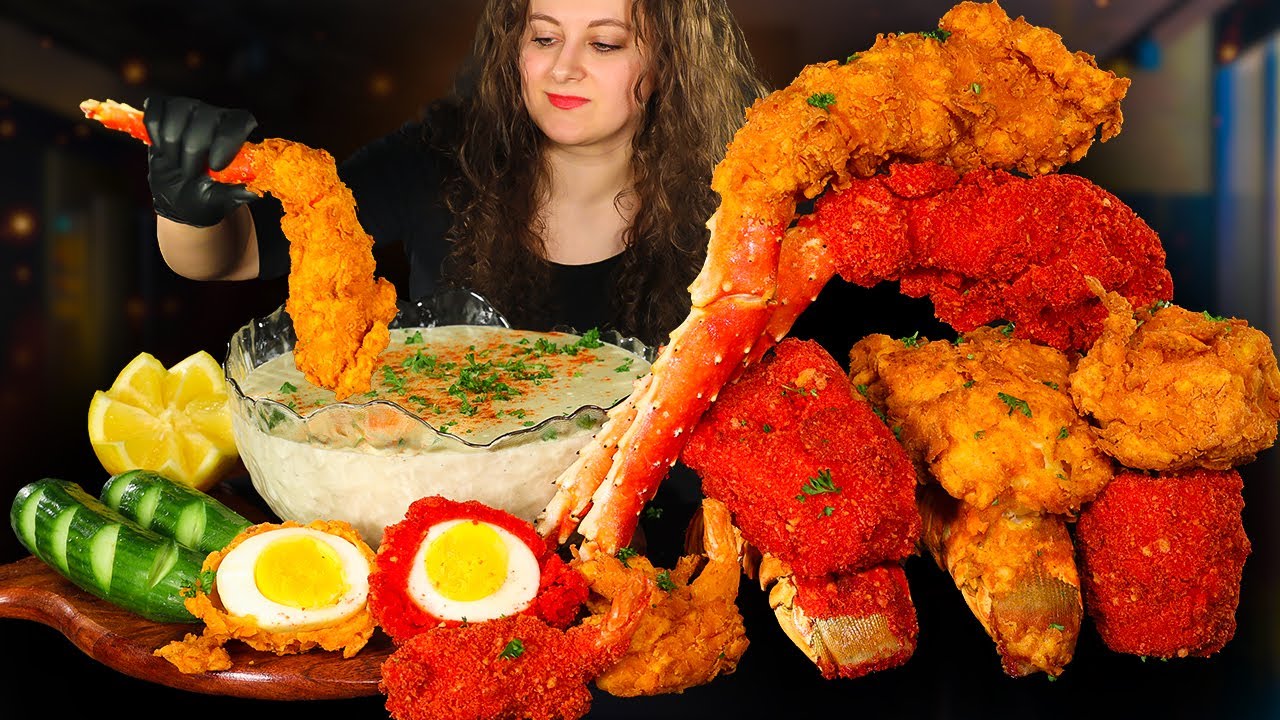 KING CRAB SEAFOOD BOIL MUKBANG | CHEESE ALFREDO SAUCE | SEAFOOD MUKBANG | ASMR EATING | ASMR FOOD