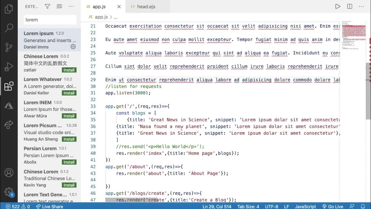 How to get lorem ipsum text in visual studio code Just a line ...