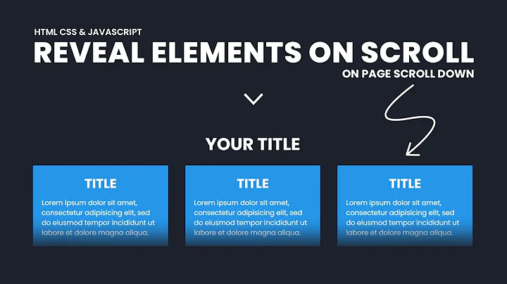 Reveal Website Elements On Scroll | On Page Scroll Down - Using HTML, CSS & Javascript