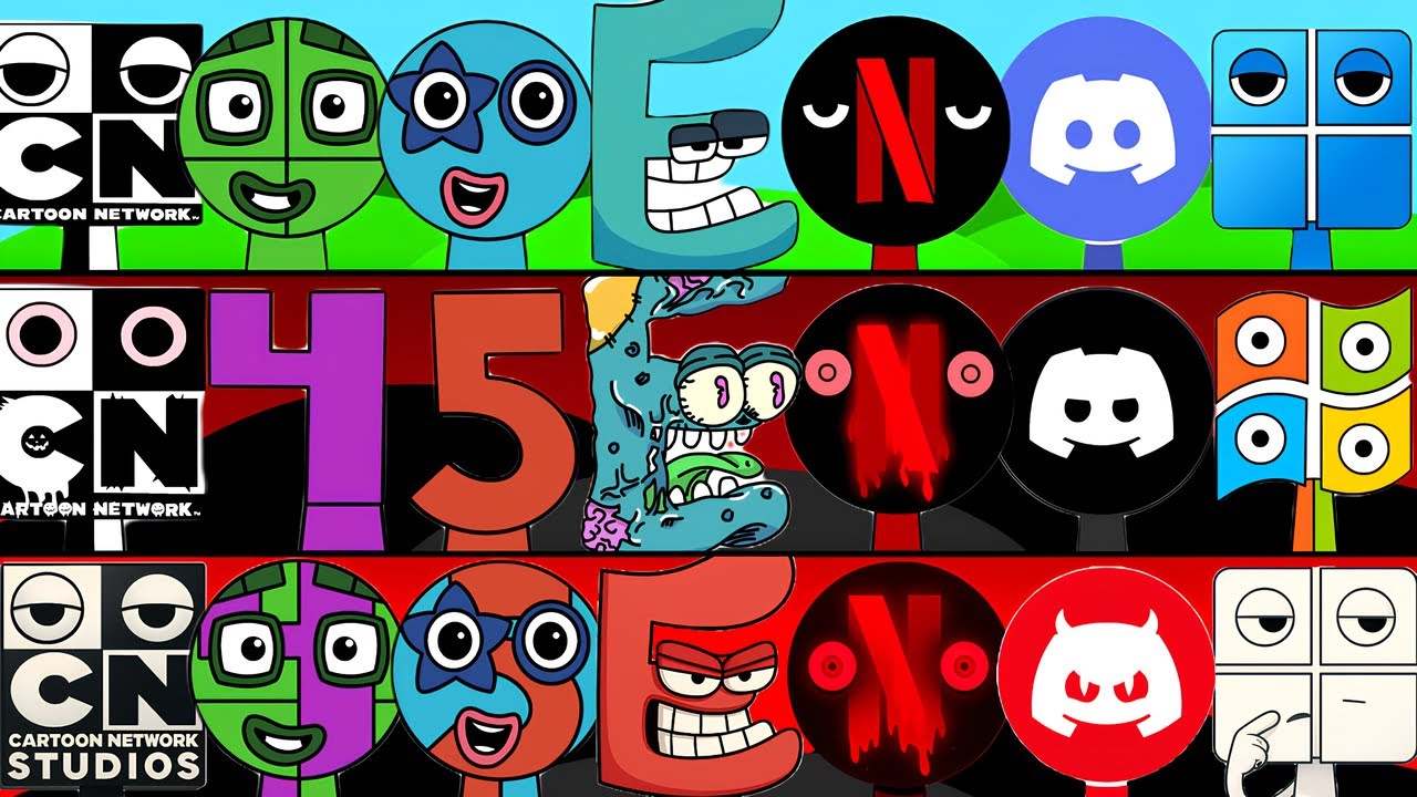 Incredibox Sprunki OC Phase 1 to Phase 3 E (from Alphabet Lore), Emoji 62, Netflix, Cartoon Network