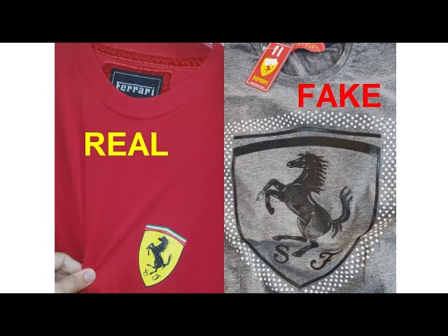 Ferrari T shirt real vs fake. How to spot counterfeit Scuderia Ferrari  clothes - YouTube