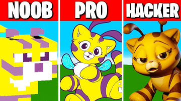 NOOB VS PRO VS HACKER Cat Bee Minecraft Pixel art
