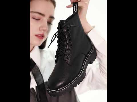 Tarramarra Lana Lace Up Black Leather Chunky Boots High Top