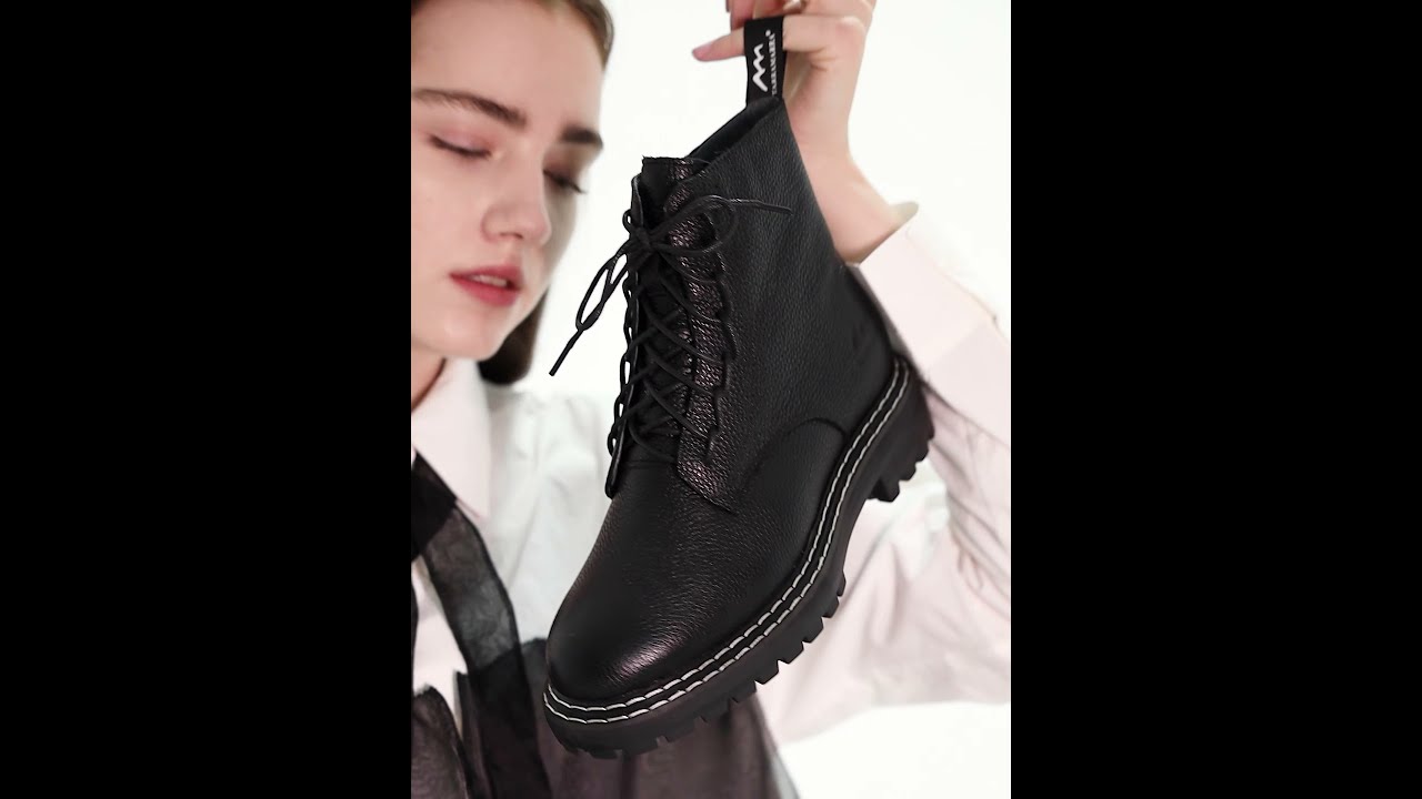 Tarramarra Lana Lace Up Black Leather Chunky Boots High Top