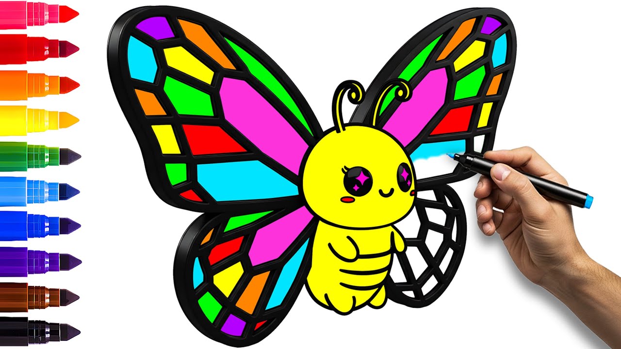 Painting and Coloring  Beautiful Butterfly for Kids & Toddlers 🦋 Learn Colors 🎨 Art for KIDS✨