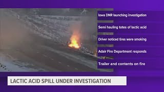 Iowa DNR investigates lactic acid spill after truck fire on I-80