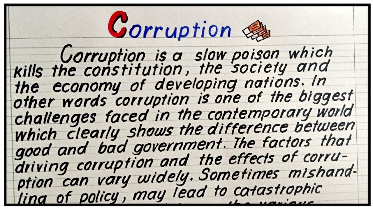 written english speech on corruption