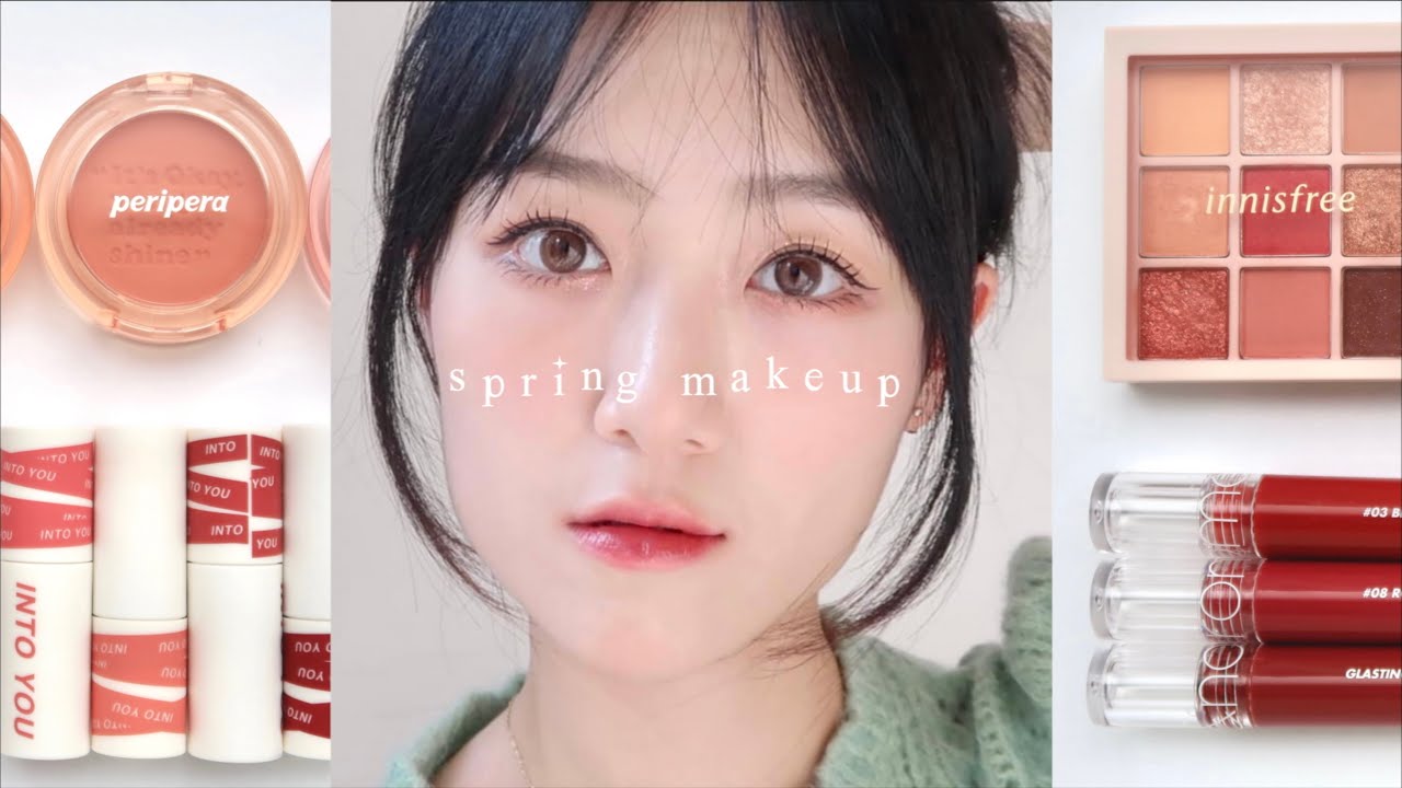 𝗦𝗽𝗿𝗶𝗻𝗴 𝗺𝗮𝗸𝗲𝘂𝗽🧼開架彩妝試色：innisfree山茶花眼影盤、peripera腮紅、intoyou唇釉、韓國idol同款睫毛｜多莉gingerdeer