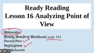 Ready Reading Level G Lesson 16 Analyzing Point of View Part 1 RL.7.6 - Google Slides