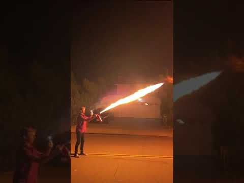 Homemade Flame Thrower😱🔥(50ft flame) #shorts