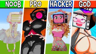 Skibidi Toilet ALL Characters Pixel Art : Noob vs Pro vs HACKER vs GOD \/ Building Challenge #24