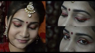 Simple n Elegant Mehandi/Sangeet Makeup Look | Red Eyeliner | Be A Bride #2