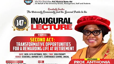 LIVE NOW 🎙 | 147th Inaugural Lecture | Prof. Anthonia Emmanuel Inaja | University of Calabar
