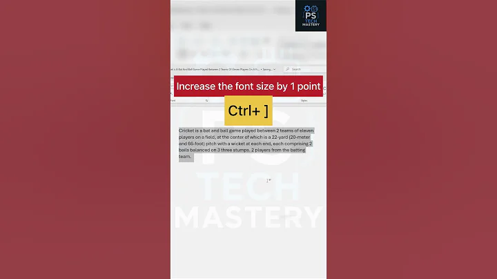 Font Size Keyboard Shortcuts #shortsfeed #wordtipsandtricks #msoffice #wordhacks