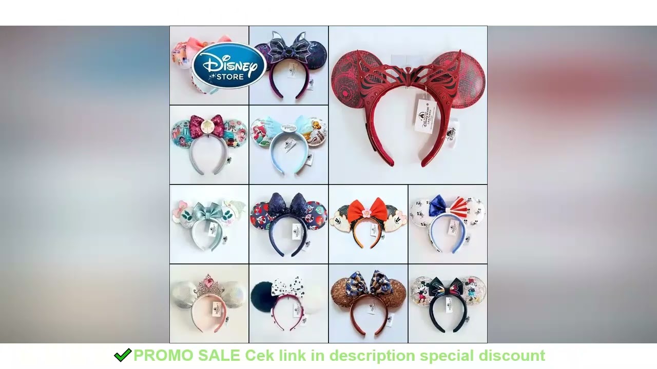 Disney Princess Headband Mickey Ear Rapunzel Snow White Sequin Bow Hair Hoop Gift Girl Accessories H