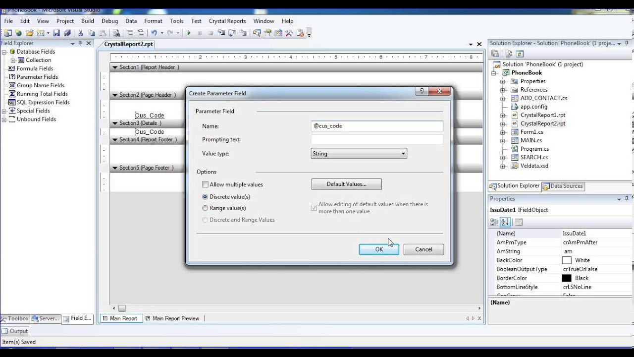 filter data runtime crystal report