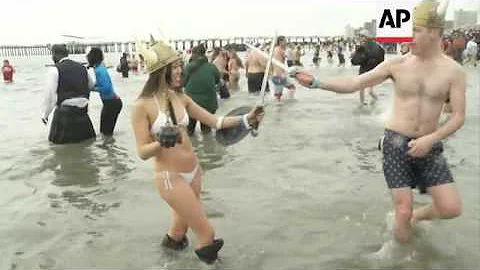 Hardy few brave the water at annual Coney Island Polar Bear Swim
