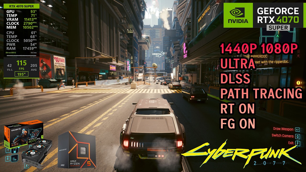 Cyberpunk 2077 | RTX 4070 SUPER | ULTRA SETTINGS | 1440P | 1080P | RT ON | PATH TRACING | FG ON