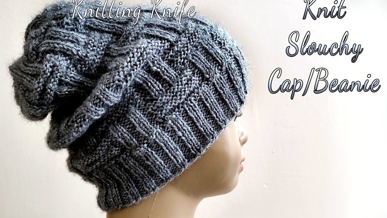 मीडियम साइज टोपी आसान बुनाई, Medium Size Slouchy Cap|Hat|Beanie Knitting/Basket Weave Stitch Pattern