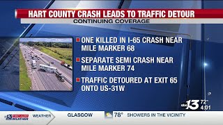 Deadly crash on I-65 in Hart County leads to traffic detour