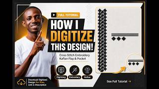 How I Digitize a Cross Stitch Kaftan Flap and Pocket Design in Wilcom | Full Tutorial
