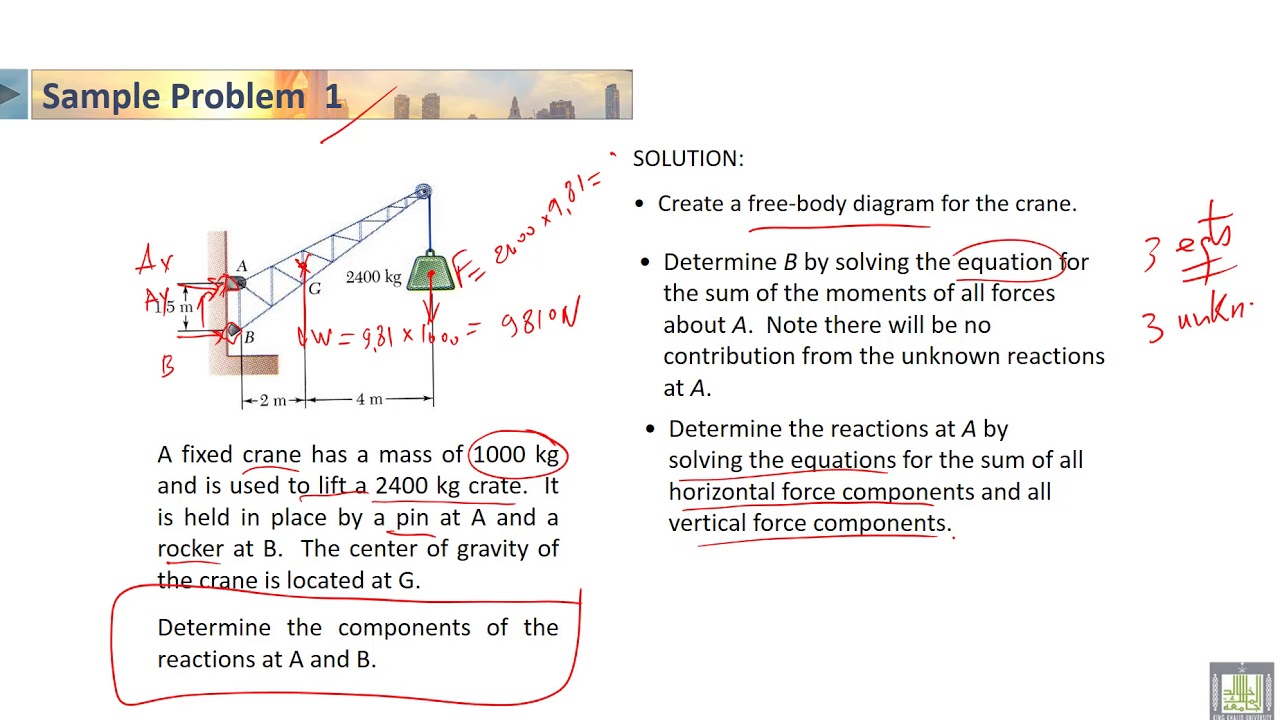 Statics 3 20 Sample Problem About Equilibrium Of Rigid Bodies 1 