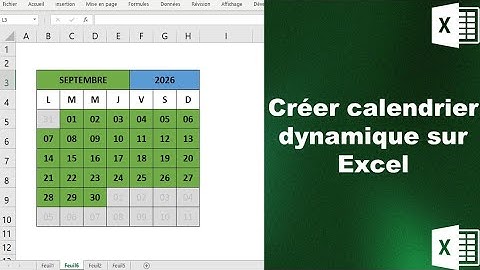 Créer un calendrier dynamique sur Excel #Excel #formation