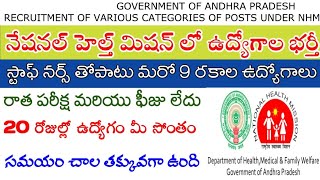 National Health mission jobs recruitment 2021 | NHM jobs Notifications |AndhraTV | Latest jobs in AP