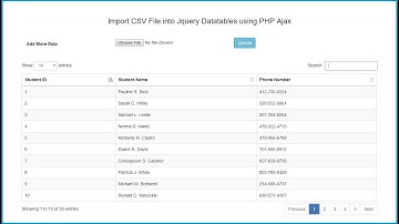 Import CSV File into Jquery Datatables using PHP Ajax